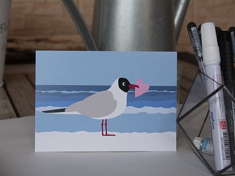 Почтовая открытка влюблённая чайка